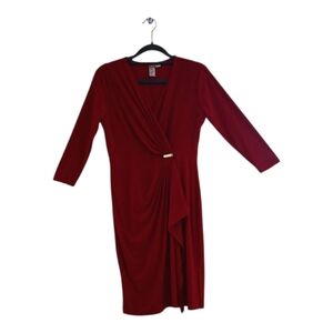 Emma & Michele Red‎ Ruched V-Neck Sheath Dress